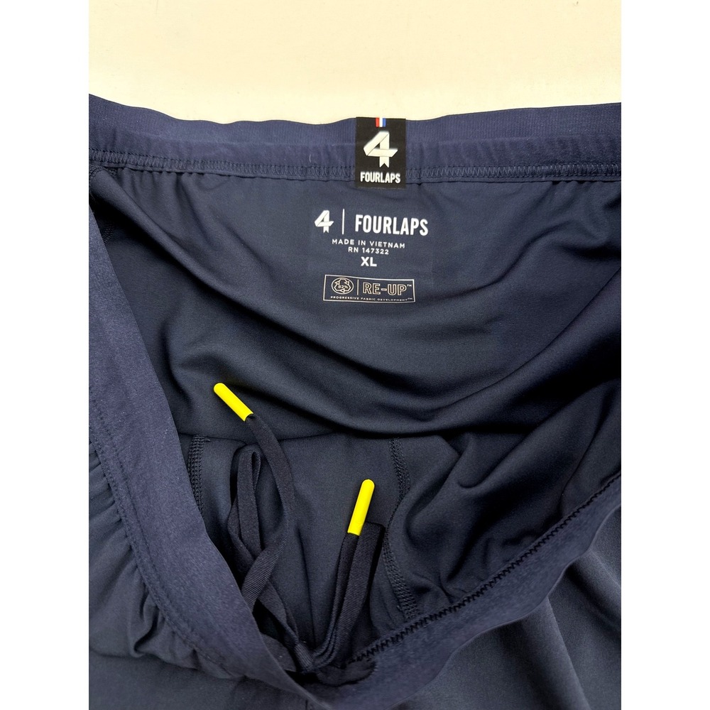 Fourlaps Mens XL 7 Inch 2-in-1 Training Shorts Navy Blue Yellow Activewear - Picture 2 of 6